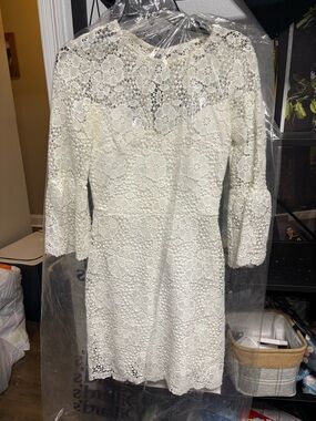 Lace Fit & Flare Dress in Cream